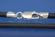 Kautschukreif 3mm, mit Karabiner 925/- Silber, Lnge 60cm