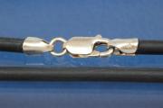 Kautschukreif 2mm, mit Karabiner 925/- Silber, Lnge 42cm