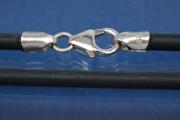 Kautschukreif 3mm, mit Karabiner 925/- Silber, Lnge 60cm