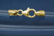 PVC-Kautschukreif 3mm, mit Karabiner 925/- Silber vergoldet, Lnge 45cm