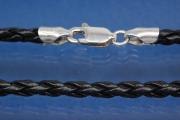 Leather cord necklace Ø3mm, with trigger clasp 925/- Silver, length 45cm