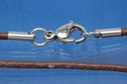 Lederschnur-Collier dunkelbraun 1,5mm, Edelstahl Karabiner, Lnge 40cm