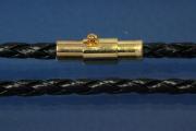Braided Leather Cord necklace Ø3mm, with magnetic bayonet clasp gold color, length 45cm