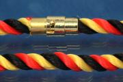Bracelet, Silk Cord Germany (black/red/gold) Ø6mm, with magnetic bayonet clasp gold color, length 16cm