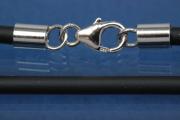 Rubber-necklace 925/- Silver clasp 3mm, ca. L 45cm