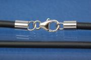 Rubber-necklace 925/- Silver clasp 2mm, ca. L 45cm