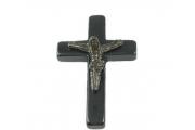 Hematite Pendant Cross with Jesus metal silver color, approx. 23.5x35mm, hole approx. 1,2mm