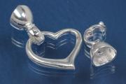 Clasp heart shape, ca.15x18mm, silver color