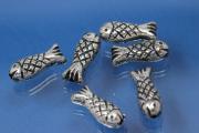 Fish small, plastic silver color antique, approx 6,5x16mm