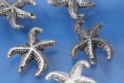 Starfish, plastic silver color antique, approx 18,5x21mm