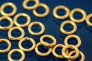 Soldered Jump Rings, round ca. Ø6mm, 925/- Silver gold plated