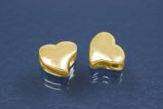 Spacer beads heart shape 925/- silver gold plated, size Maße 7,0x6,4x3,3mm, B1,5mm,