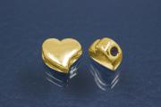 Spacer beads heart shape 925/- silver gold plated, size Mae 7,0x6,4x3,3mm, B1,5mm,