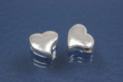 Spacer beads heart shape 925/- silver rhodium plated, size Maße 7,0x6,4x3,3mm, B1,5mm,