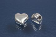 Spacer beads heart shape 925/- silver rhodium plated, size Mae 7,0x6,4x3,3mm, B1,5mm,