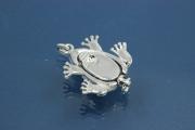 Click-Fix Clasp Frog ca. 18x16mm, 925/- Silver rhodium plated with Cubic Zirconia