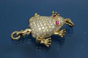 Click-Fix Clasp Frog ca. 18x16mm, 925/- Silver gold plated with Cubic Zirconia