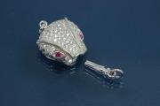 Click-Fix Clasp Snake ca. 17x13mm, 925/- Silver rhodium plated with Cubic Zirconia
