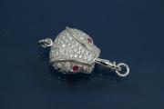 Click-Fix Clasp Snake ca. 17x13mm, 925/- Silver rhodium plated with Cubic Zirconia