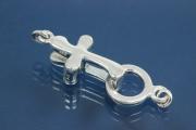 Clip Clasp Cross ca. 24x16mm, 925/- Silver, polished, incl. Ending