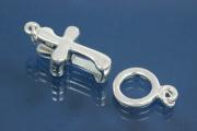 Clip Clasp Cross ca. 24x16mm, 925/- Silver, polished, incl. Ending