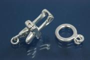 Clip Clasp Cross ca. 24x16mm, 925/- Silver, polished, incl. Ending