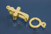 Clip Clasp Cross ca. 24x16mm, 925/- Silver gold plated, polished, incl. Ending