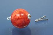 Kugelschliee aus Schaumkoralle 18mm mit 925/- Silber Schlokasten und Edelstahl-Schnapper