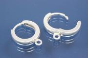 Foldable hoop earring 925/- silver with integrated loop, approx size A12 x B2,7 x S1,8mm