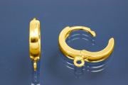 Foldable hoop earring 925/- silver gold plated with integrated loop, approx size AØ12 x B2,7 x S1,8mm
