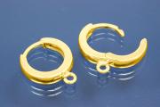 Foldable hoop earring 925/- silver gold plated with integrated loop, approx size A12 x B2,7 x S1,8mm