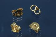 Ohrmutter 925/- Silber vergoldet 4,5mm L5,9 x B4,5 x H3,1mm,Bohrung geeignet fr Steckerstift 0,8 bis 0,9mm