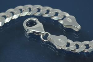 Curb Chain bracelet (not hollow) ca.5,90x1,30mm 6x diamondcut extraflat with trigger claspp, approx size end part width 6,10mm, thickness 2,90mm, 925/- Silver , Length approx size 18cm