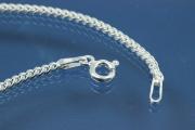 Panzerkette 2 fach diamantiert, ca.2,0x1,1mm stark ca Ma�e Endglied B 2,20mm, MS 2,4mm, mit Karabiner 925/-Silber, L�nge ca. 60cm