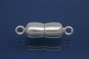 Magnetic Clasp 925/- Silver, double ball long ca. External- 6,5mm Length ca.23,0mm, sanded