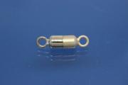 Magnetic Clasp 925/- Silver gold plated, cylinder ca. 3,5x14,4mm, polished / sanded