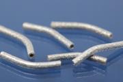 Magnetic clasp double bead long 925/- Silver half nugget optic sanded half polished