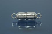 Magnetic clasp double bead long 925/- Silver rhodium plated polished