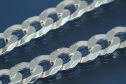Panzerkette 6 fach diamantiert, ca.9,80 breit x 2,10mm stark ca Mae Endglied B 9,90mm, MS 3,4mm mit Karabiner, Lnge ca. 50cm, 925/- Silber