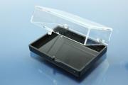 Box, plastic, black/clear, size: 55x38x18mm