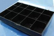 Box, schwarz/glasklar, 15 Fcher