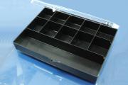 Assorting Box, black/clear, 11 compartments
