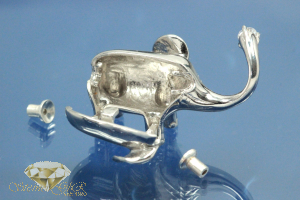 Schliee Elefant mit 2x universellem Kettenende poliert aufklappbar 925/- Silber rhodiniert