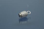Magnetic Clasp Double Ball long nugget optic 925/- Silver rhodium plated polished