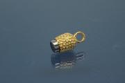 Magnetic Clasp Double Ball long nugget optic 925/- Silver gold plated polished