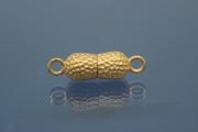 Magnetic Clasp Double Ball long nugget optic 925/- Silver gold plated sanded
