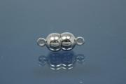 Magnetic Clasp Double Ball, size ca. Ø6,5x17mm  925/- Silver rhodium plated polished