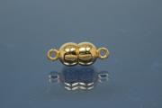 Magnetic Clasp Double Ball, size ca. 6,5x17mm  925/- Silver gold plated polished