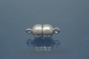 Magnetic Clasp Double Ball, size ca. Ø6,5x17mm  925/- Silver rhodium plated sanded