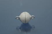 Magnetic Clasp Round Ball, size ca. 10x16mm  925/- Silver rhodium plated stardust sanded